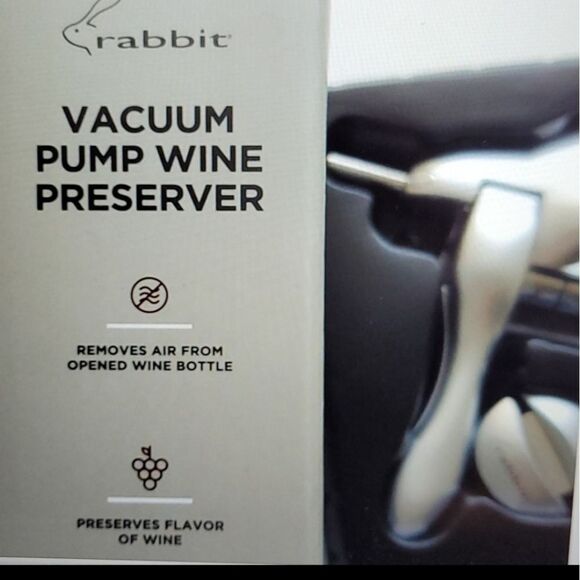 NEW 6 PIECE WINE PRESERVER + CORKSCREW silver stainless matching SET RABBIT NWT - Picture 3 of 6
